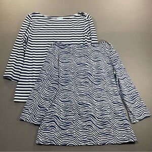 SET OF 2 - J. McLaughlin Wavesong 3/4 Sleeve Tee, Catalina, Boat Neck - Large